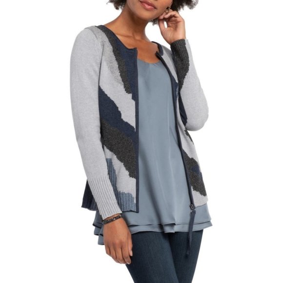 Nic+Zoe Party City Zipper Versatile Sweater Blue - Picture 4 of 12